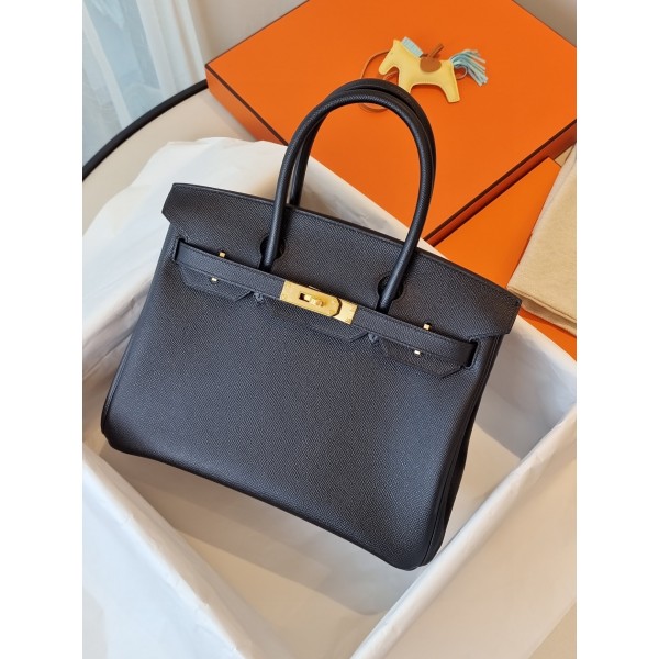 Bk30 black gold EPSOM leather inner seam