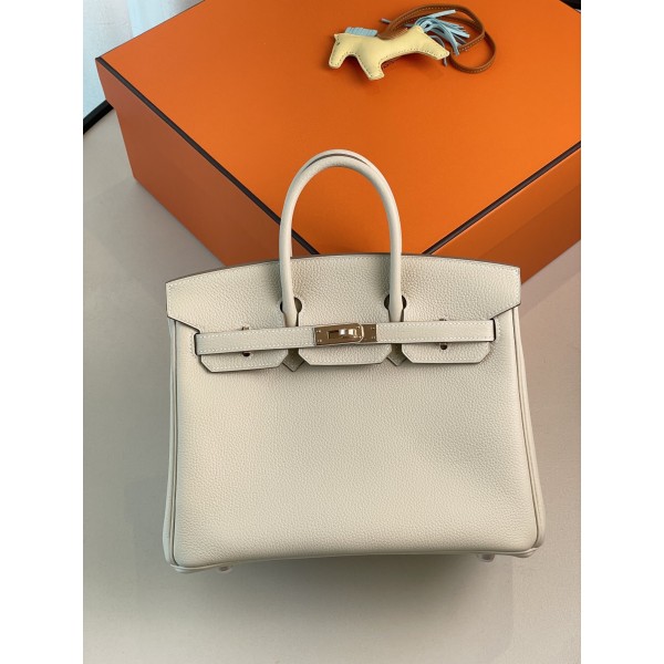 Birkin25 Milk Shake White Togo Rose Gold Button