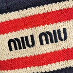 MIU MIU BG228: Imported Lafite Grass Woven Cotton Thread Woven Tote Bag