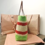 MIU MIU BG228: Imported Lafite Grass Woven Cotton Thread Woven Tote Bag