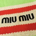 MIU MIU BG228: Imported Lafite Grass Woven Cotton Thread Woven Tote Bag