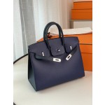 Birkin25 outer seam gemstone blue with midnight blue epsom leather horseshoe engraving