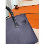 Birkin25 outer seam gemstone blue with midnight blue epsom leather horseshoe engraving