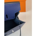 Birkin25 outer seam gemstone blue with midnight blue epsom leather horseshoe engraving