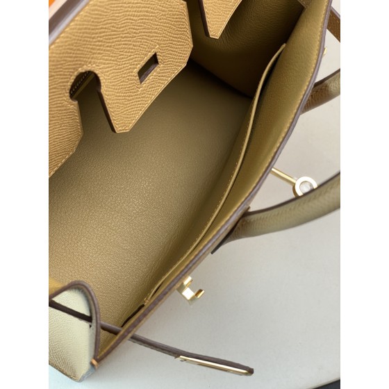 Birkin25 outer seam biscuit color EPSOM leather gold buckle