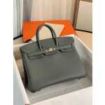 Birkin25 almond green togo leather silver buckle