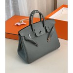 Birkin25 almond green togo leather silver buckle