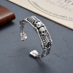 Crow Heart Skeleton Open Bracelet