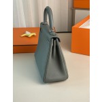 Kelly25 almond green togo leather silver buckle