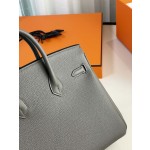 Birkin25 togo Pi Ji Yu Yun Grey Silver Buckle