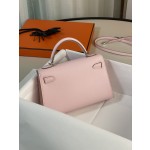 mini Kelly 3q powder swift leather silver buckle