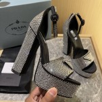 Prada High Heel Satin Thick Sole Sandals