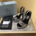 Prada High Heel Satin Thick Sole Sandals