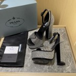 Prada High Heel Satin Thick Sole Sandals