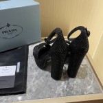 Prada High Heel Satin Thick Sole Sandals