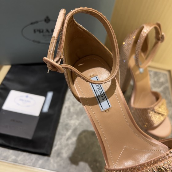 Prada High Heel Satin Thick Sole Sandals