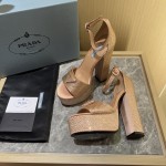 Prada High Heel Satin Thick Sole Sandals