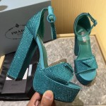 Prada High Heel Satin Thick Sole Sandals