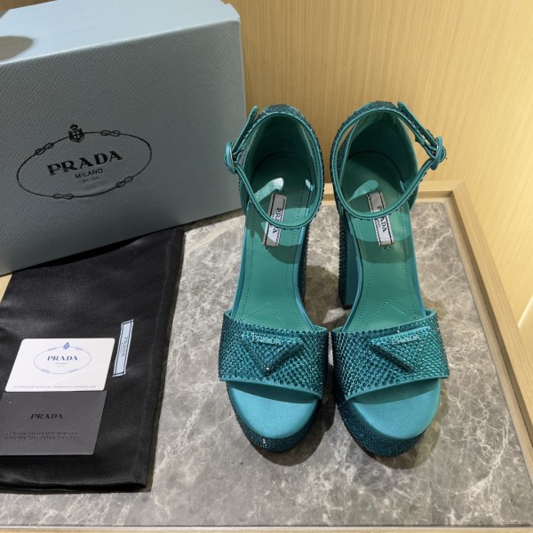 Prada High Heel Satin Thick Sole Sandals