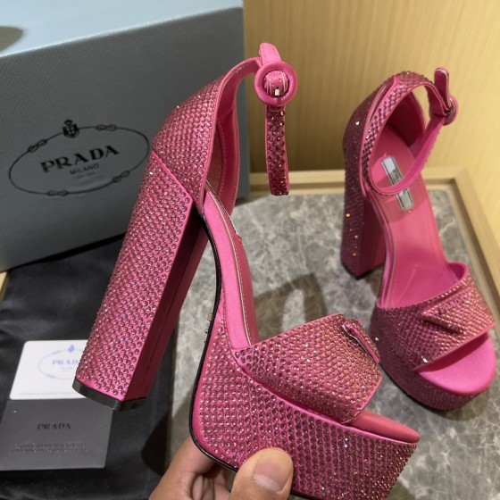 Prada High Heel Satin Thick Sole Sandals