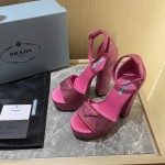 Prada High Heel Satin Thick Sole Sandals