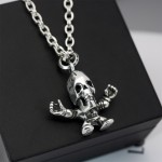 Croxintai Silver Old Skeleton Head Human Shape Pendant