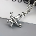 Croxintai Silver Old Skeleton Head Human Shape Pendant