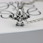 Croxintai Silver Old Skeleton Head Human Shape Pendant