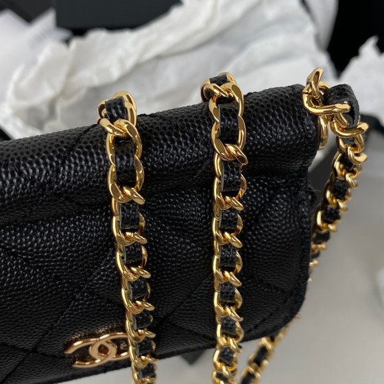 CHANEL 22K's popular black gold flap bag part AP3134