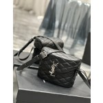 SAINT LAURENT JUNE Quilted Sheepskin Box Bag_ Black silver deduction number: 710080