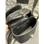 SAINT LAURENT JUNE Quilted Sheepskin Box Bag_ Black silver deduction number: 710080