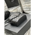 SAINT LAURENT JUNE Quilted Sheepskin Box Bag_ Black silver deduction number: 710080