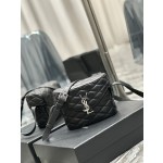 SAINT LAURENT JUNE Quilted Sheepskin Box Bag_ Black silver deduction number: 710080