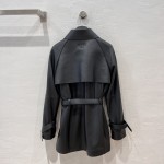 Fendi Style Long Belt Leather Windbreaker