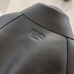 Fendi Style Long Belt Leather Windbreaker