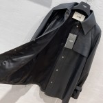 Fendi Style Long Belt Leather Windbreaker