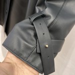 Fendi Style Long Belt Leather Windbreaker