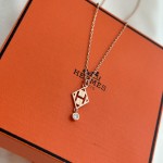 Hermes Diamond Hollow H Necklace