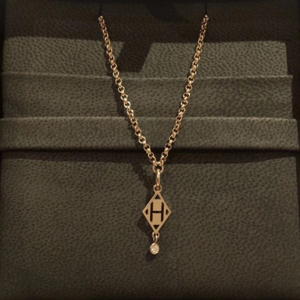 Hermes Diamond Hollow H Necklace