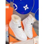 Hermes fur lining Kelly buckle casual shoes