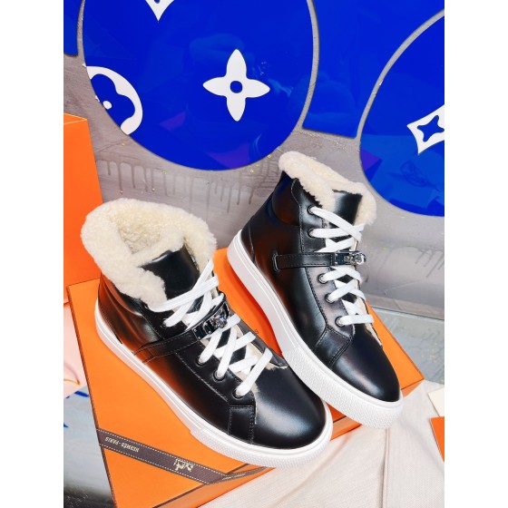 Hermes fur lining Kelly buckle casual shoes