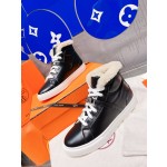 Hermes fur lining Kelly buckle casual shoes