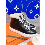 Hermes fur lining Kelly buckle casual shoes