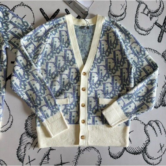 Dior Colorful Old Jacquard Wool Knitted Cardigan