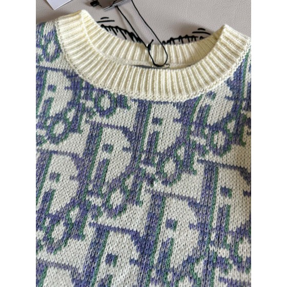 Dior Colorful Old Jacquard Wool Knitted Cardigan