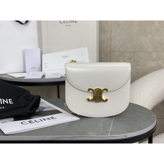 CELINE Leather Chain Saddle Bag~Model: 110973