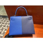 Kelly 28cm Epsom leather 73 Bleu Saphir sapphire blue spell 71 Bleu France French blue