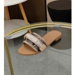 Dior webbing and woolen fitting slippers