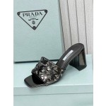Prada Riveted Metal Heel Sandals