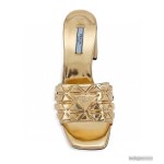 Prada Riveted Metal Heel Sandals